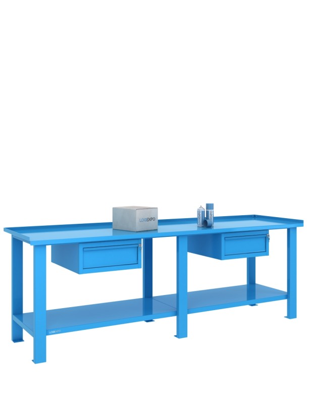 TAVOLO OFFICINA 2500x700x860h con 2 cassetti