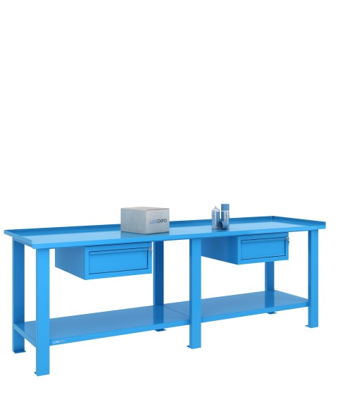 TAVOLO OFFICINA 2500x700x860h con 2 cassetti