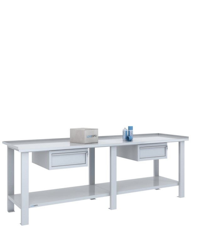 TAVOLO OFFICINA 2500x700x860h con 2 cassetti