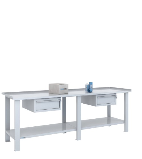 TAVOLO OFFICINA 2500x700x860h con 2 cassetti