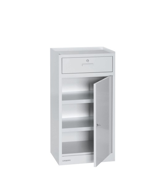 ARMADIETTO METALLO 500x400x1000h con cassetto esterno e anta singola