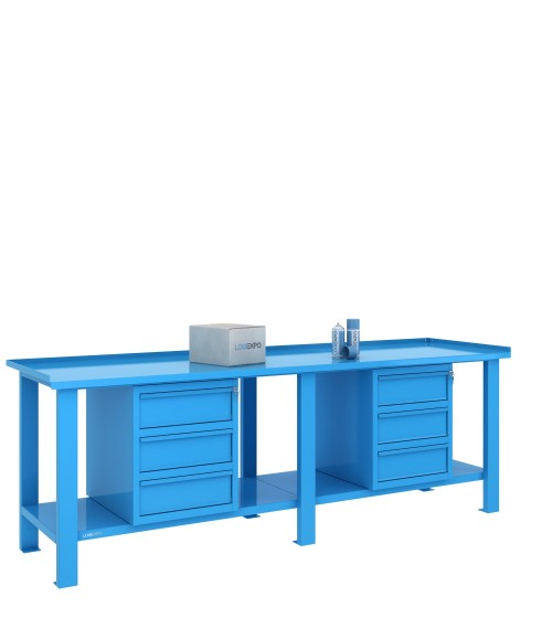 TAVOLO OFFICINA 2500x700x860h con 6 cassetti