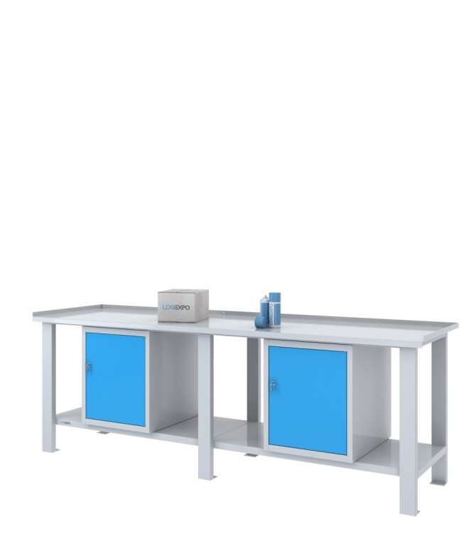 TAVOLO OFFICINA 2500x700x860h con 2 sportelli