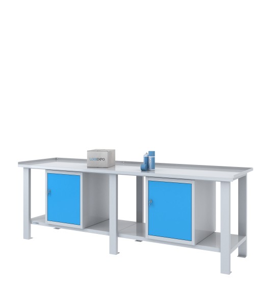 TAVOLO OFFICINA 2500x700x860h con 2 sportelli