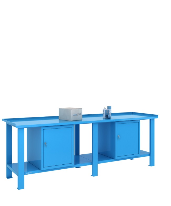 TAVOLO OFFICINA 2500x700x860h con 2 sportelli