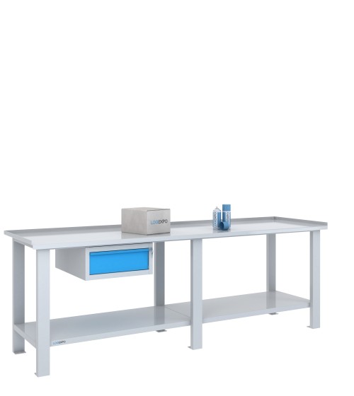 TAVOLO OFFICINA 2500x700x860h con 1 cassetto