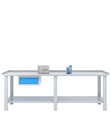 TAVOLO OFFICINA 2500x700x860h con 1 cassetto 2