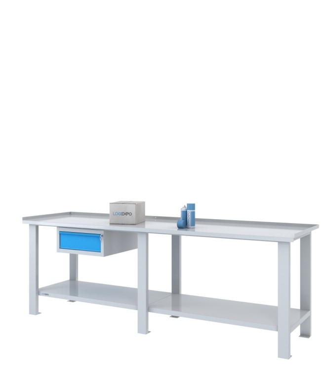 TAVOLO OFFICINA 2500x700x860h con 1 cassetto