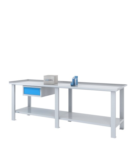 TAVOLO OFFICINA 2500x700x860h con 1 cassetto