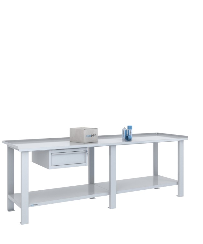 TAVOLO OFFICINA 2500x700x860h con 1 cassetto