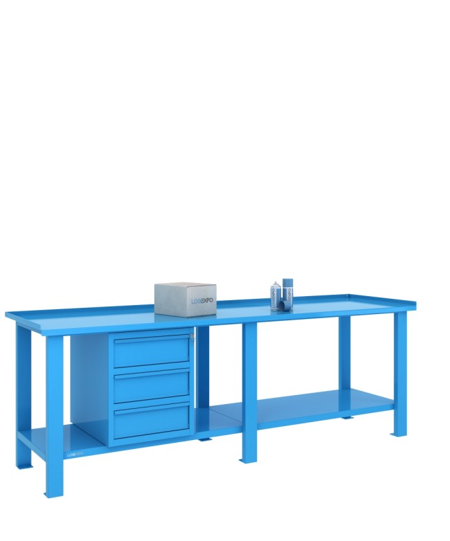 TAVOLO OFFICINA 2500x700x860h con 3 cassetti