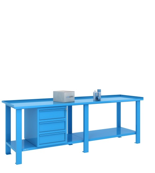 TAVOLO OFFICINA 2500x700x860h con 3 cassetti