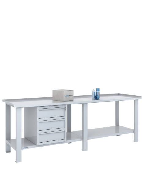 TAVOLO OFFICINA 2500x700x860h con 3 cassetti