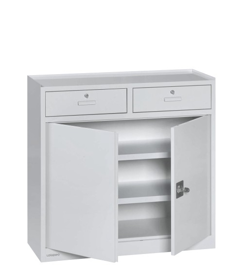 ARMADIO METALLICO 1000x400x1000h ante battenti e cassetti esterni