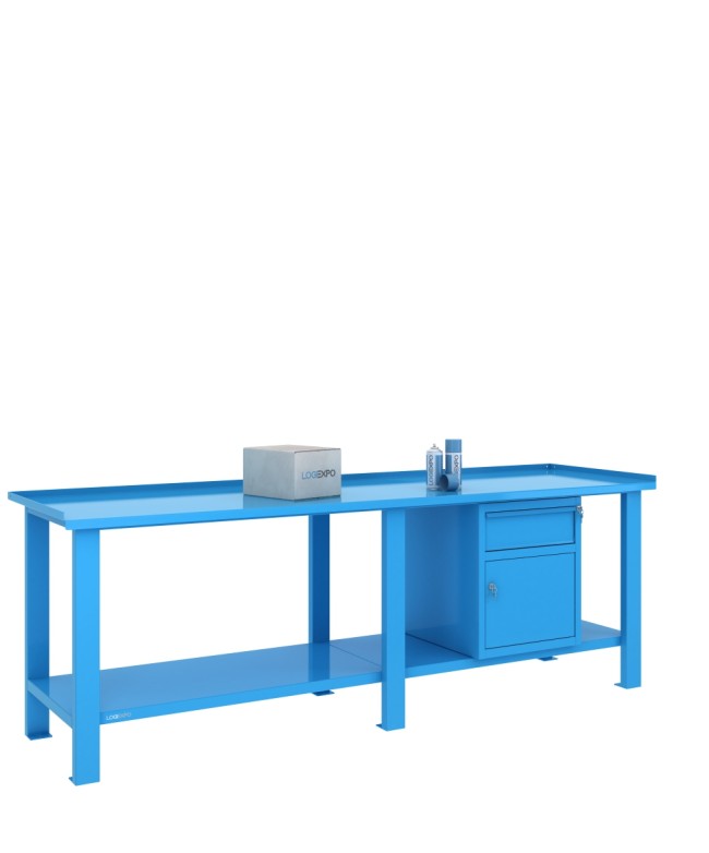 TAVOLO OFFICINA 2500x700x860h con 1 cassetto e 1 sportello