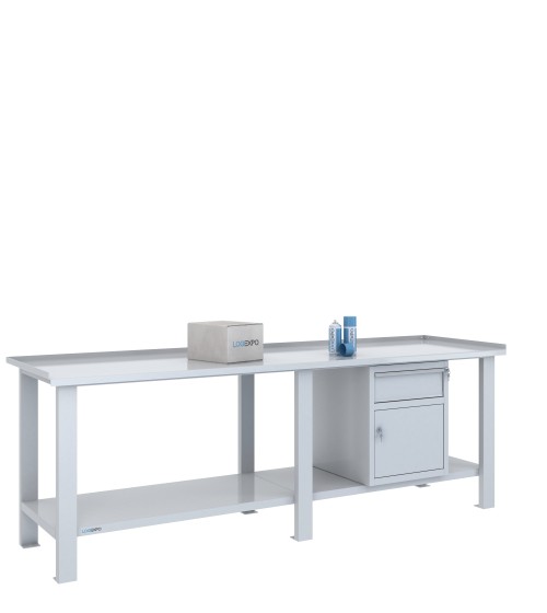 TAVOLO OFFICINA 2500x700x860h con 1 cassetto e 1 sportello