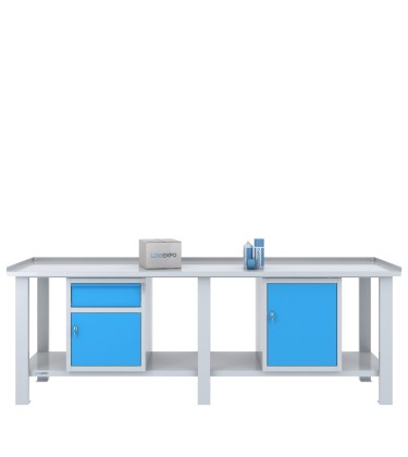 TAVOLO OFFICINA 2500x700x860h con 1 cassetto e 2 sportelli 2