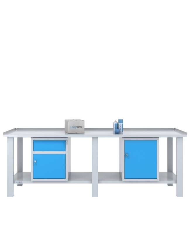 TAVOLO OFFICINA 2500x700x860h con 1 cassetto e 2 sportelli