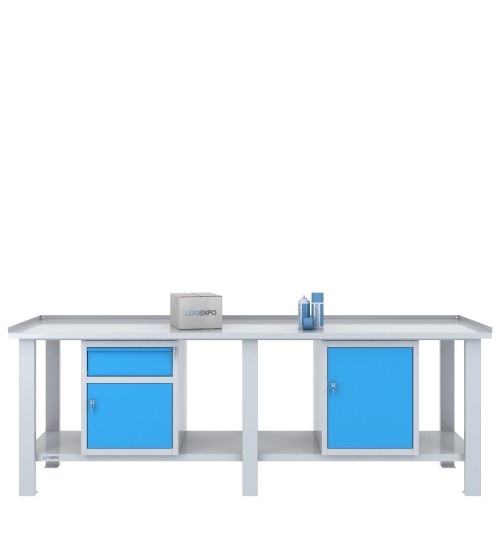 TAVOLO OFFICINA 2500x700x860h con 1 cassetto e 2 sportelli