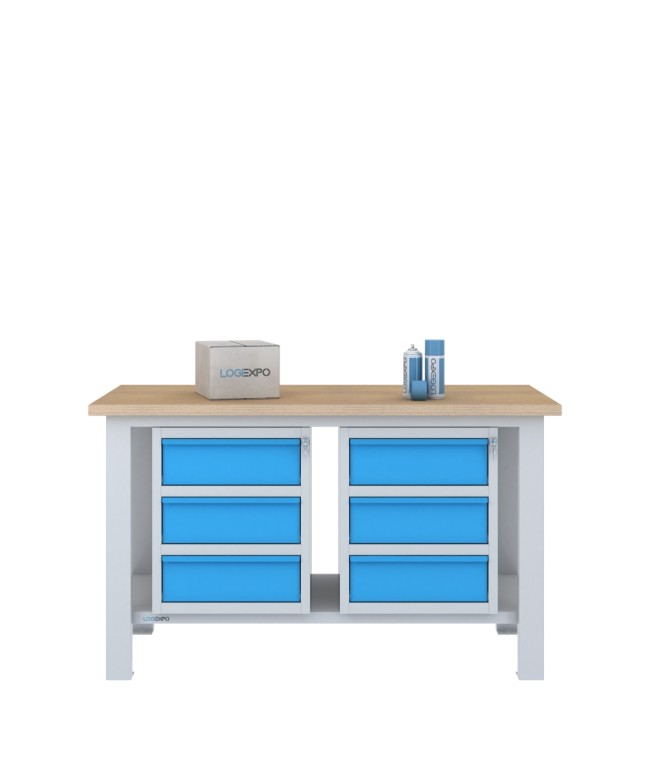 BANCO DA LAVORO 1500x700x885h con 6 cassetti