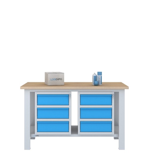 BANCO DA LAVORO 1500x700x885h con 6 cassetti