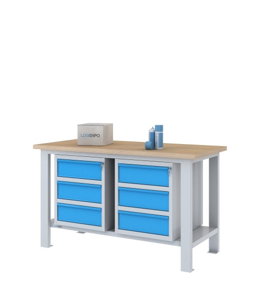 BANCO DA LAVORO 1500x700x885h con 6 cassetti