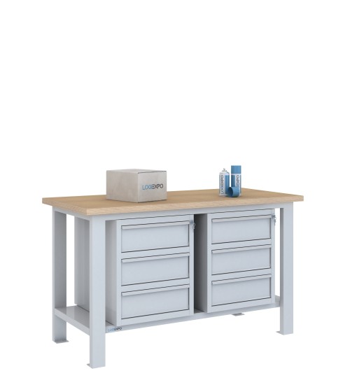 BANCO DA LAVORO 1500x700x885h con 6 cassetti