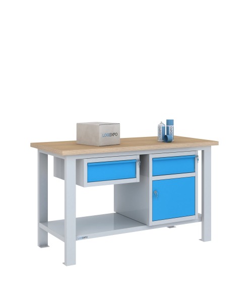 BANCO DA LAVORO 1500x700x885h con 2 cassetti e 1 sportello