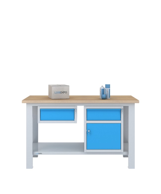 BANCO DA LAVORO 1500x700x885h con 2 cassetti e 1 sportello