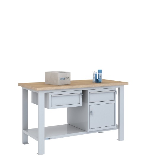 BANCO DA LAVORO 1500x700x885h con 2 cassetti e 1 sportello