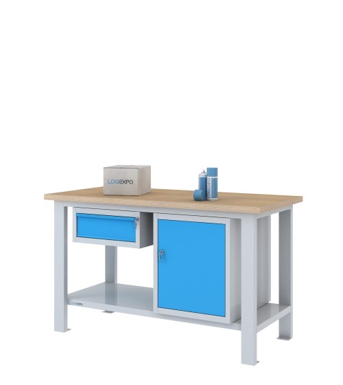 BANCO DA LAVORO 1500x700x885h con 1 cassetto e 1 sportello