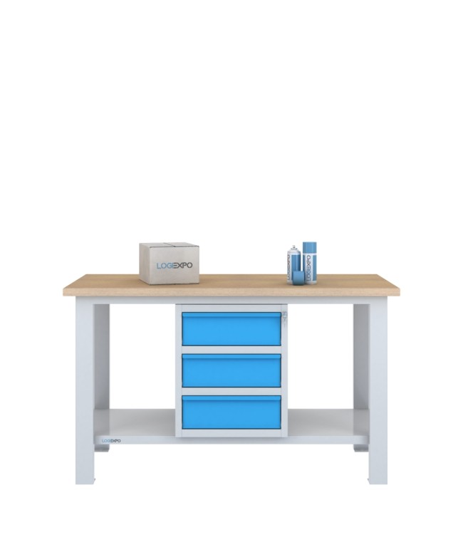 BANCO DA LAVORO 1500x700x885h con 3 cassetti