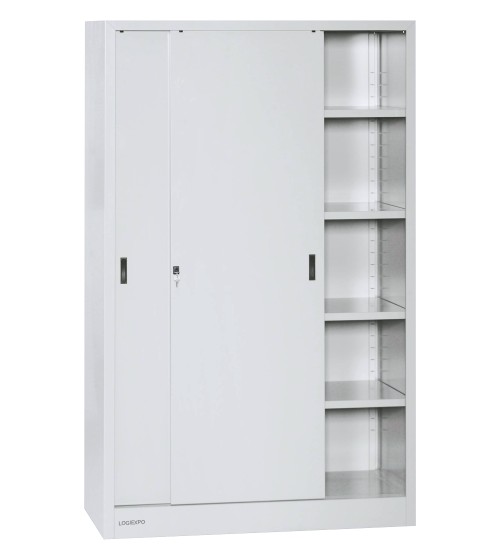 ARMADIO DA OFFICINA 1200x600x2000h ante scorrevoli, ripiani da 80 Kg.