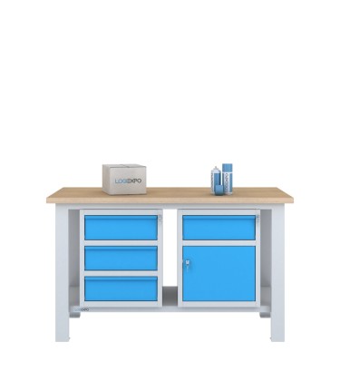 BANCO DA LAVORO 1500x700x885h con 4 cassetti e 1 sportello 2