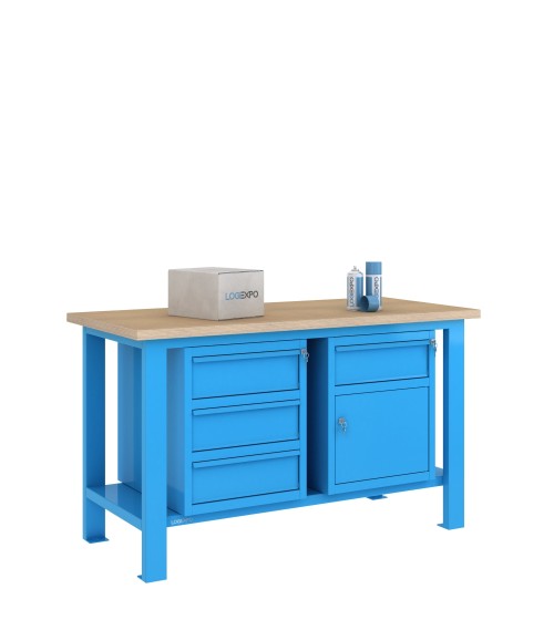BANCO DA LAVORO 1500x700x885h con 4 cassetti e 1 sportello