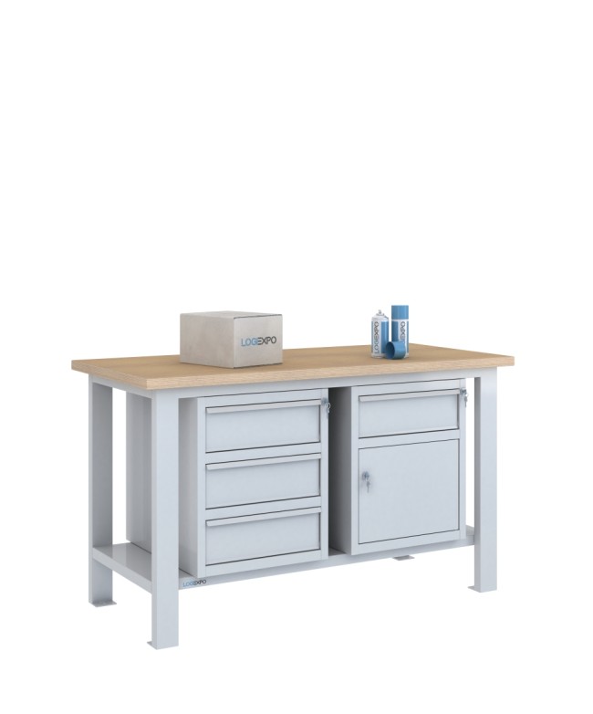 BANCO DA LAVORO 1500x700x885h con 4 cassetti e 1 sportello