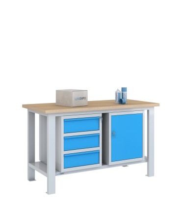BANCO DA LAVORO 1500x700x885h con 3 cassetti e 1 sportello