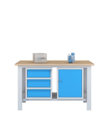 BANCO DA LAVORO 1500x700x885h con 3 cassetti e 1 sportello 2
