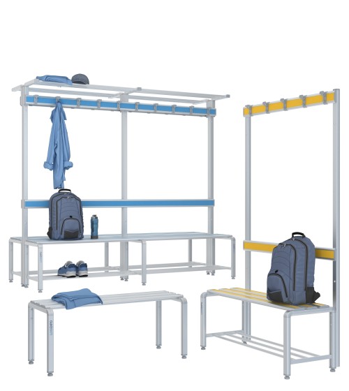 Panche spogliatoio in alluminio e HPL